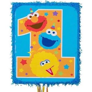 BRAND NEW Sesame Street 1st birthday ribbon pull string piñata